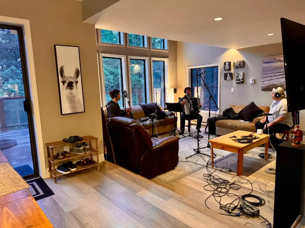 Tracking in the living room at Sonic Forest Studios